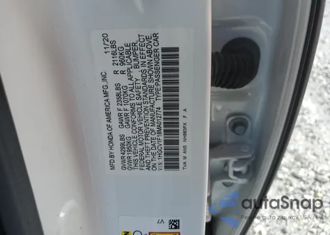 2021 Honda Accord Lx from USA, damaged, VIN 1HGCV1F18MA012774